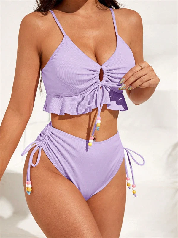 Damen Badeanzug mit Rüschendetails und verstellbaren Trägern