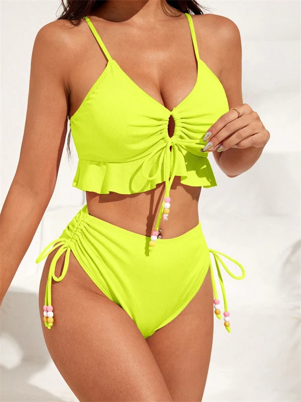 Damen Badeanzug mit Rüschendetails und verstellbaren Trägern