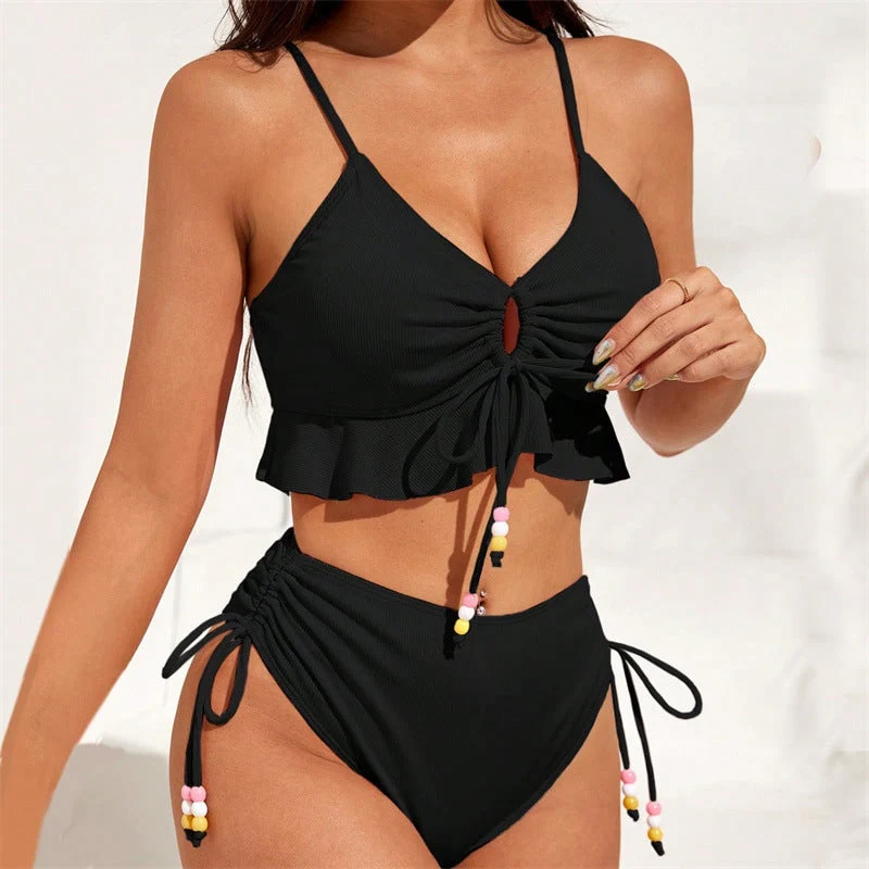 Damen Badeanzug mit Rüschendetails und verstellbaren Trägern
