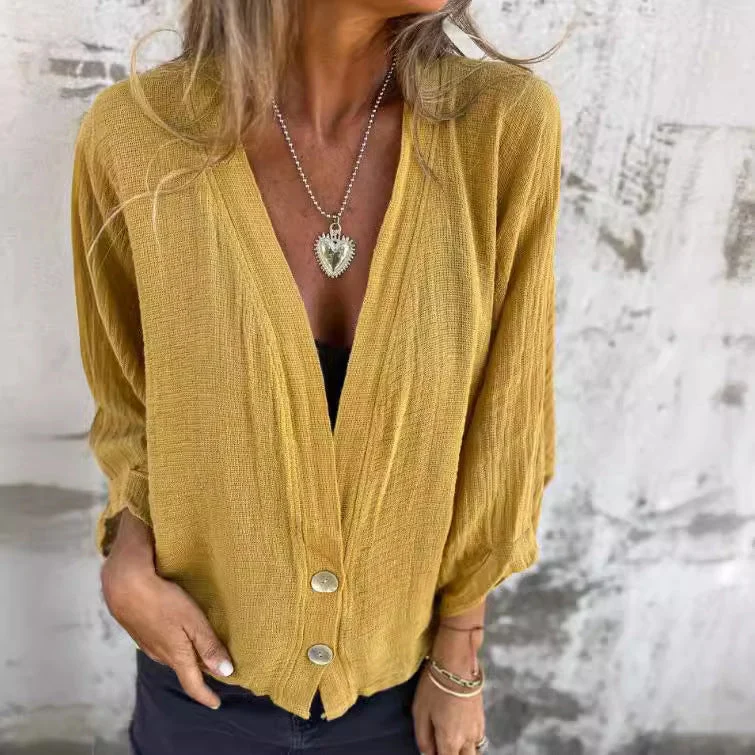 Damen Luftige und lockere Sommerjacke mit Knopfdetails