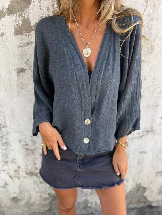 Damen Luftige und lockere Sommerjacke mit Knopfdetails
