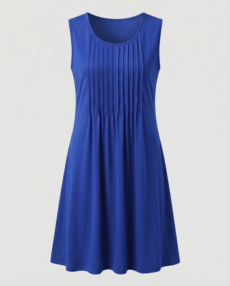 Damen Swing-Midikleid Blattprint Seitentaschen Viskose-Mix