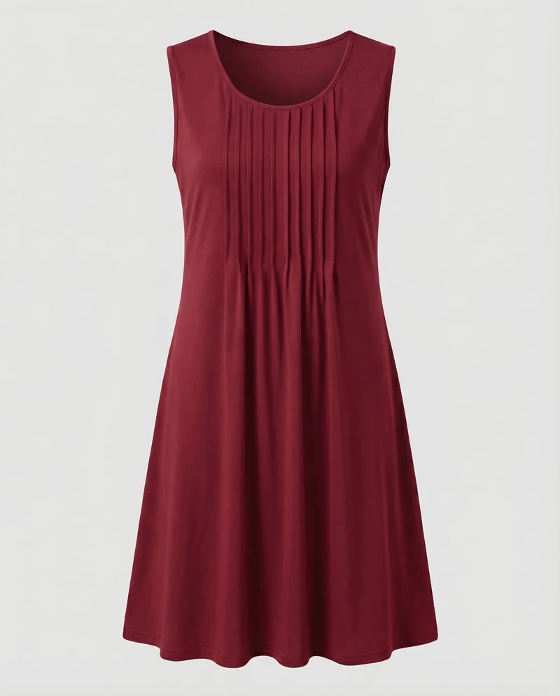 Damen Swing-Midikleid Blattprint Seitentaschen Viskose-Mix