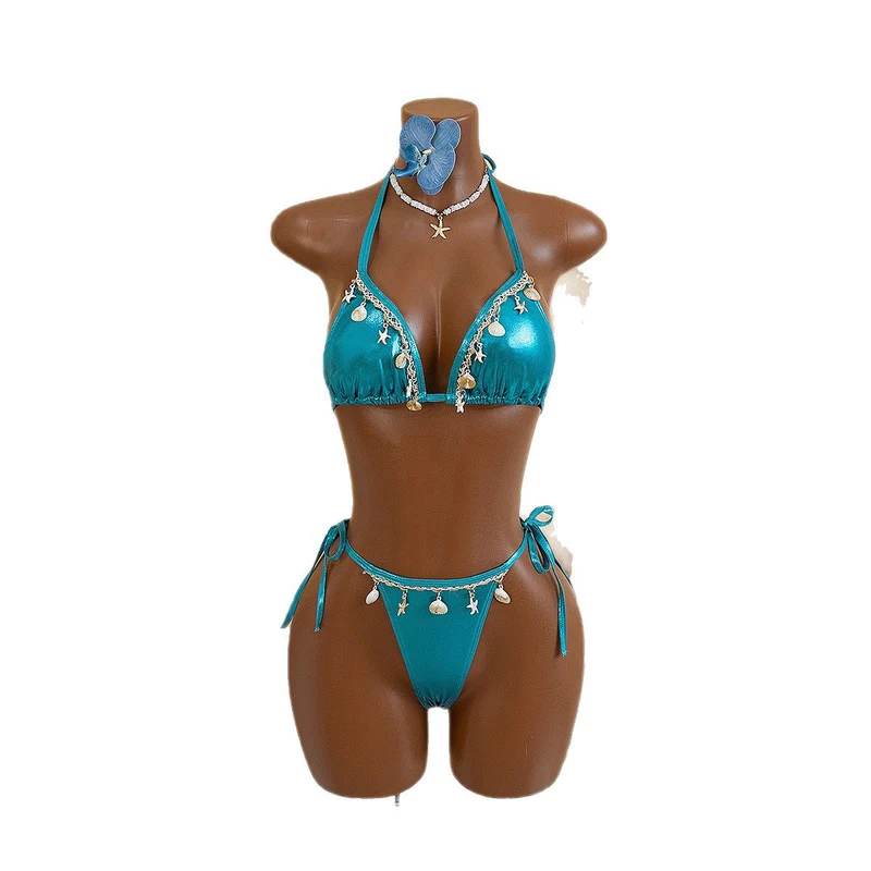 Damen Triangel-Bikini mit stilvollen Muschelverzierungen