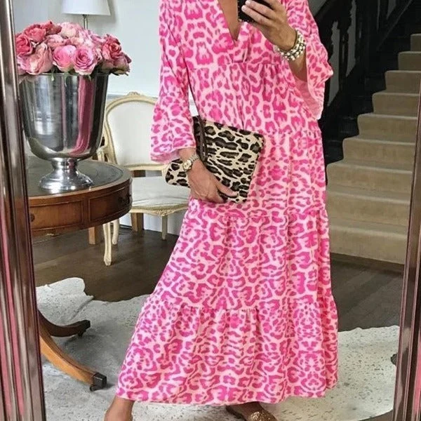 Damen Maxikleid im eleganten Leoprint