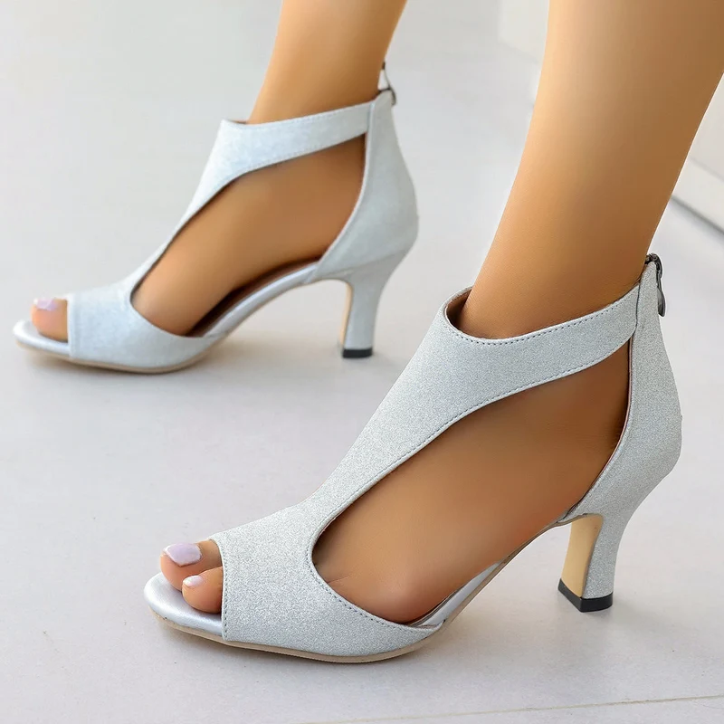 Damen Elegante High Heel Sandalen mit transparenten Einsätzen