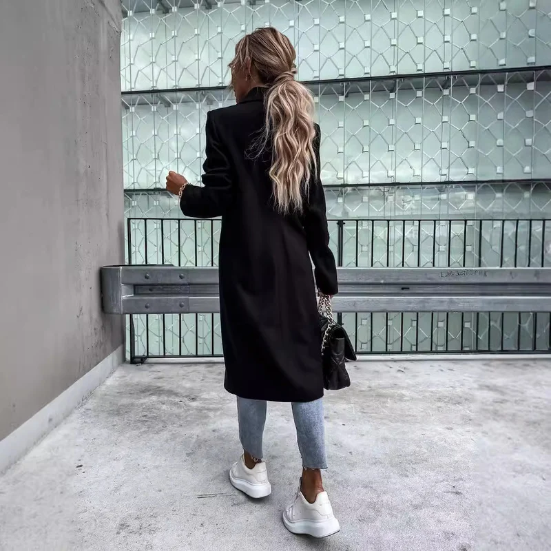 Damen eleganter Wollmantel im Oversized-Stil