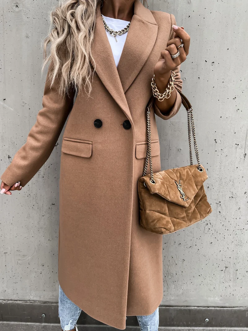 Damen eleganter Wollmantel im Oversized-Stil