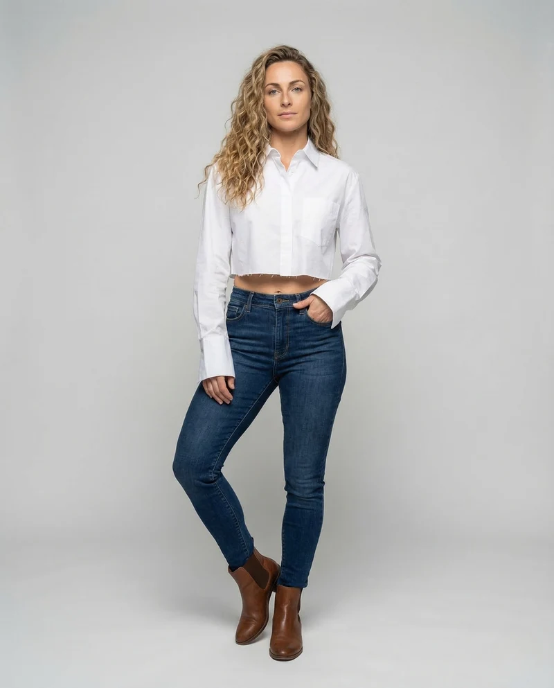 Damen Hemd Kurz Tailliert