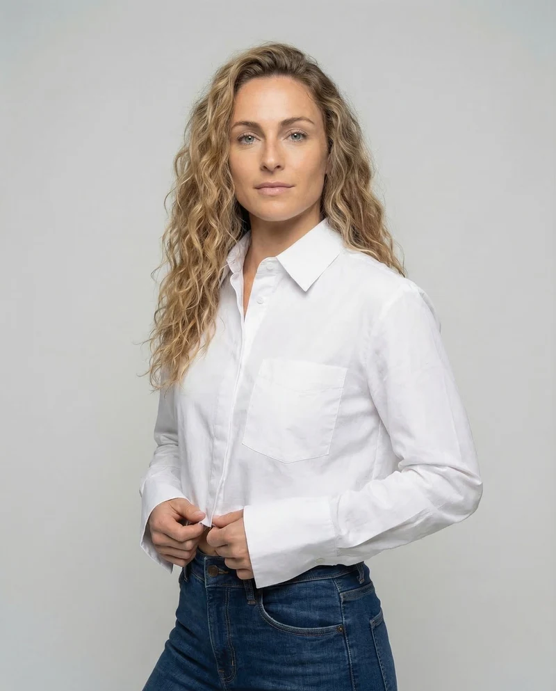 Damen Hemd Kurz Tailliert