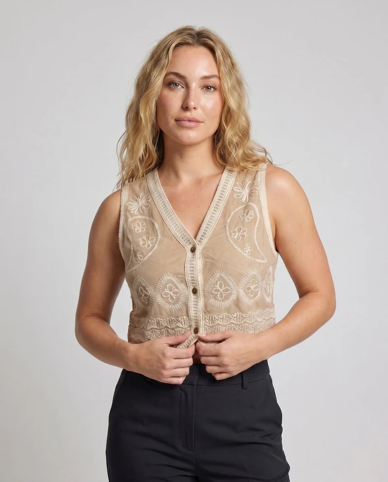 Damen handgehäkelte Spitzenbluse Nord Taschen