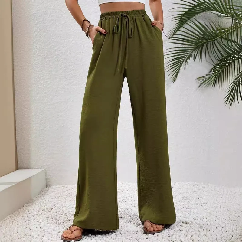 Damen Weite High-Waist Hose mit elastischem Bund und lässigem Schnitt
