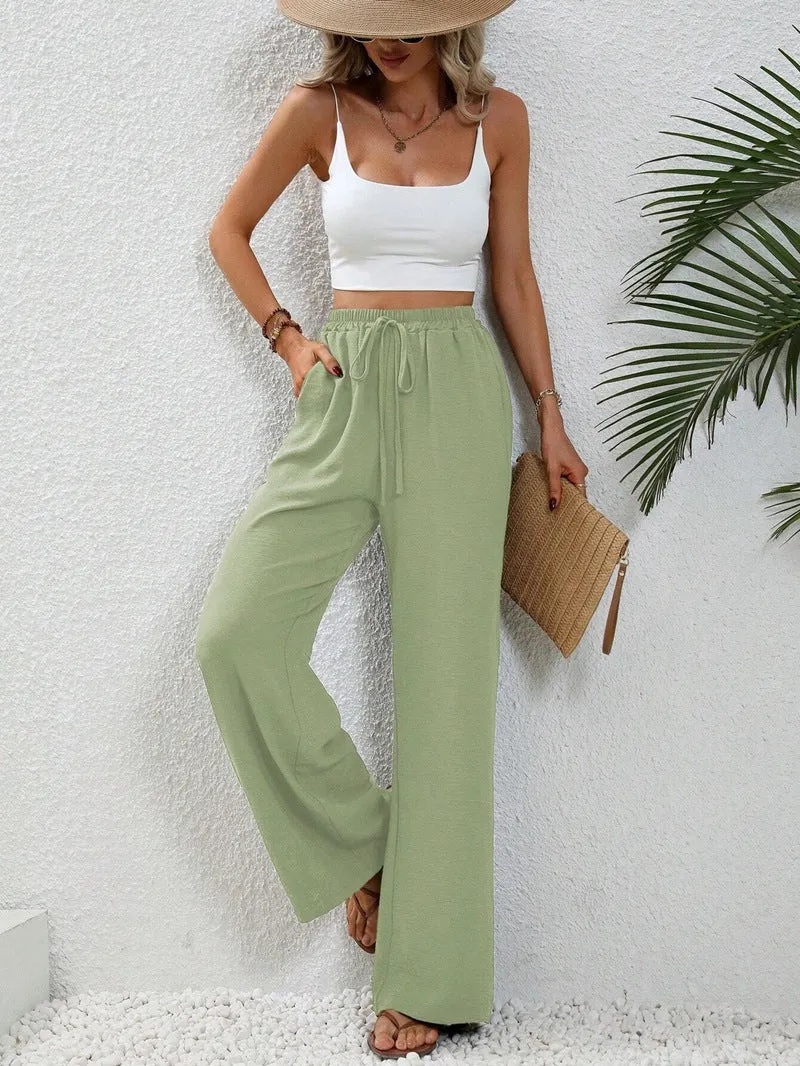 Damen Weite High-Waist Hose mit elastischem Bund und lässigem Schnitt