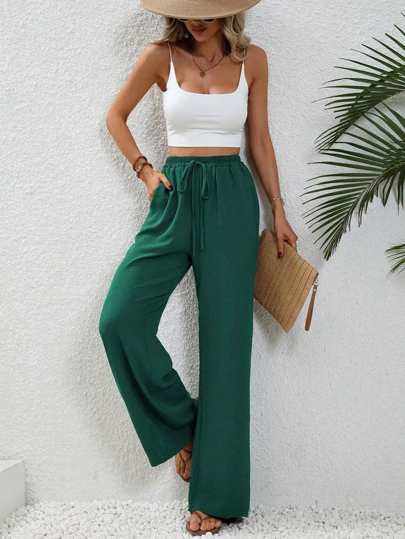 Damen Weite High-Waist Hose mit elastischem Bund und lässigem Schnitt