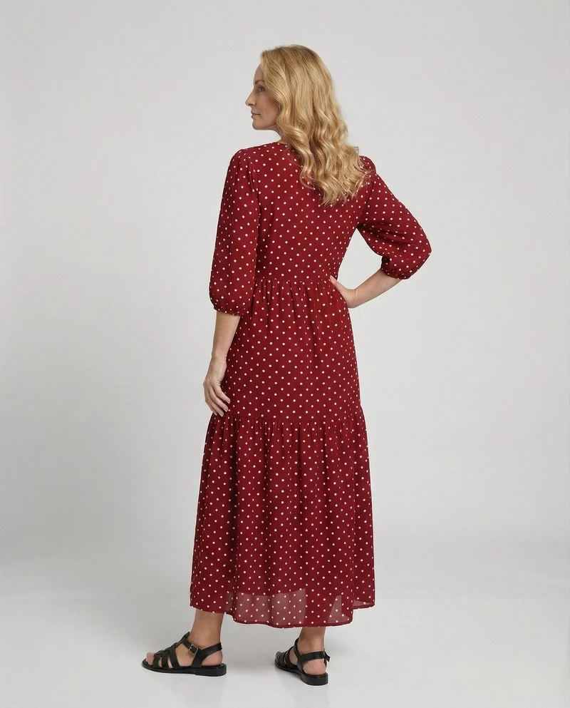 Damen Midikleid Sommer Stufenrock