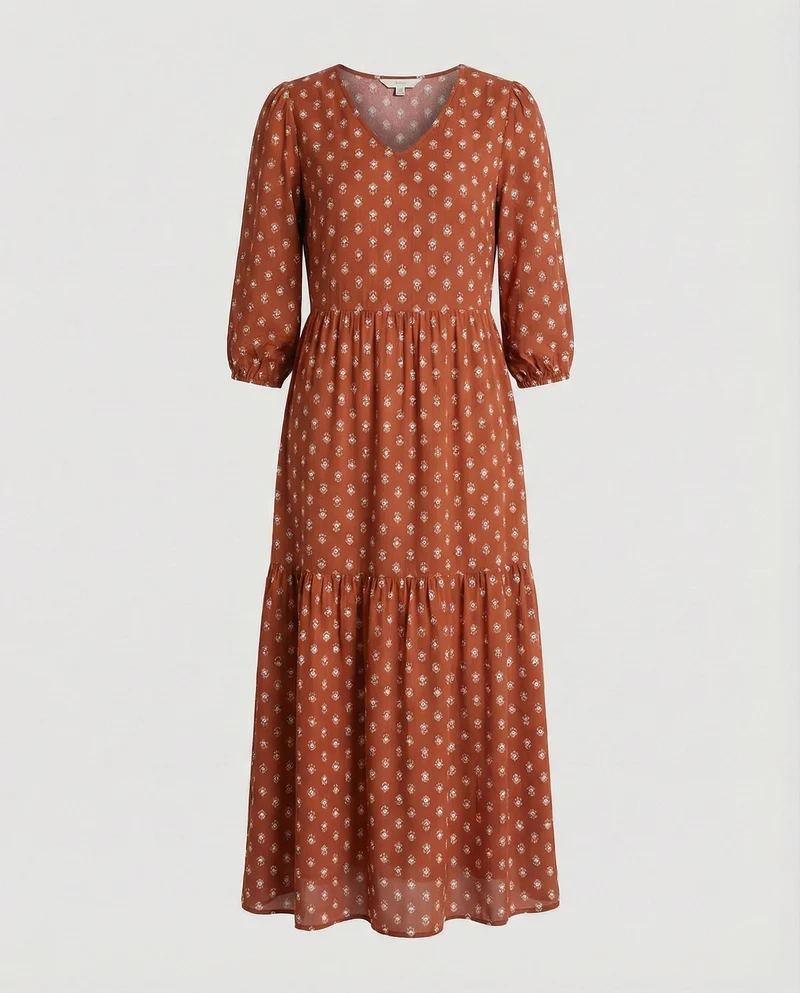 Damen Midikleid Sommer Stufenrock
