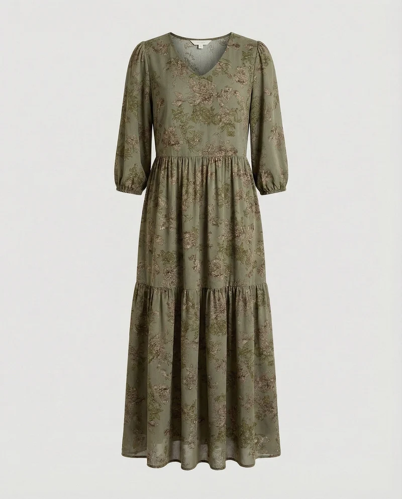 Damen Midikleid Sommer Stufenrock