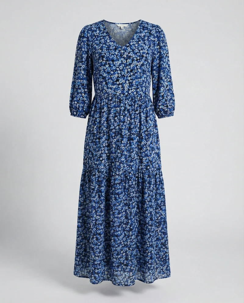 Damen Midikleid Sommer Stufenrock