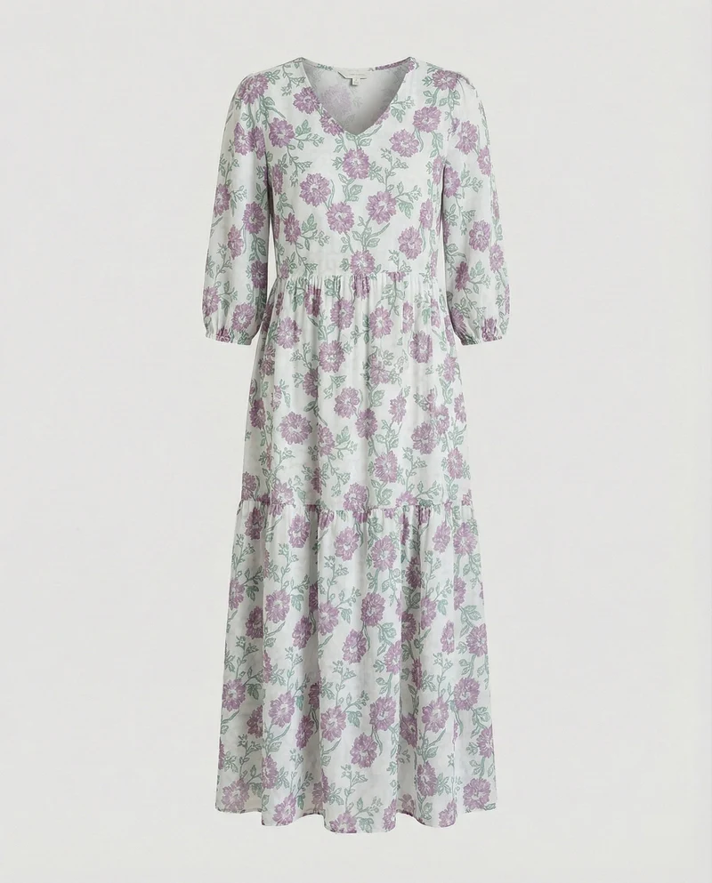 Damen Midikleid Sommer Stufenrock