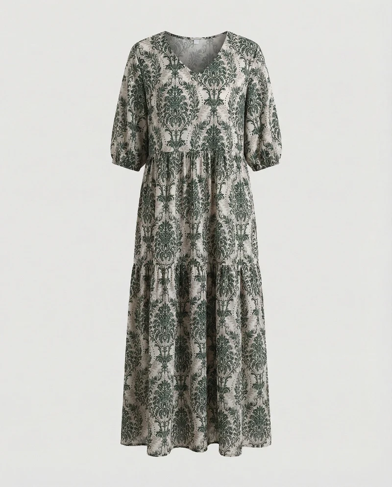Damen Midikleid Sommer Stufenrock
