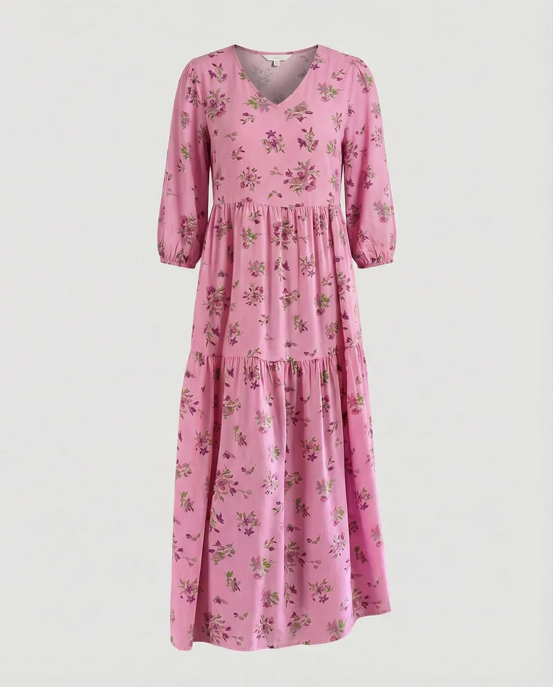 Damen Midikleid Sommer Stufenrock