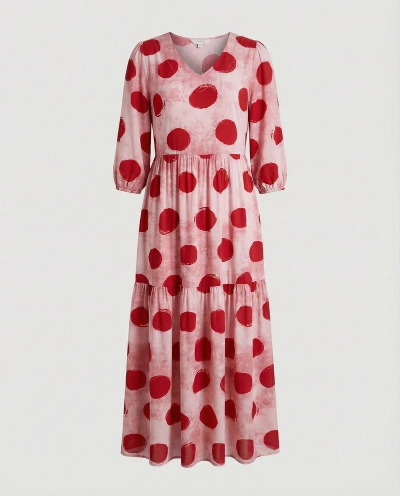 Damen Midikleid Sommer Stufenrock