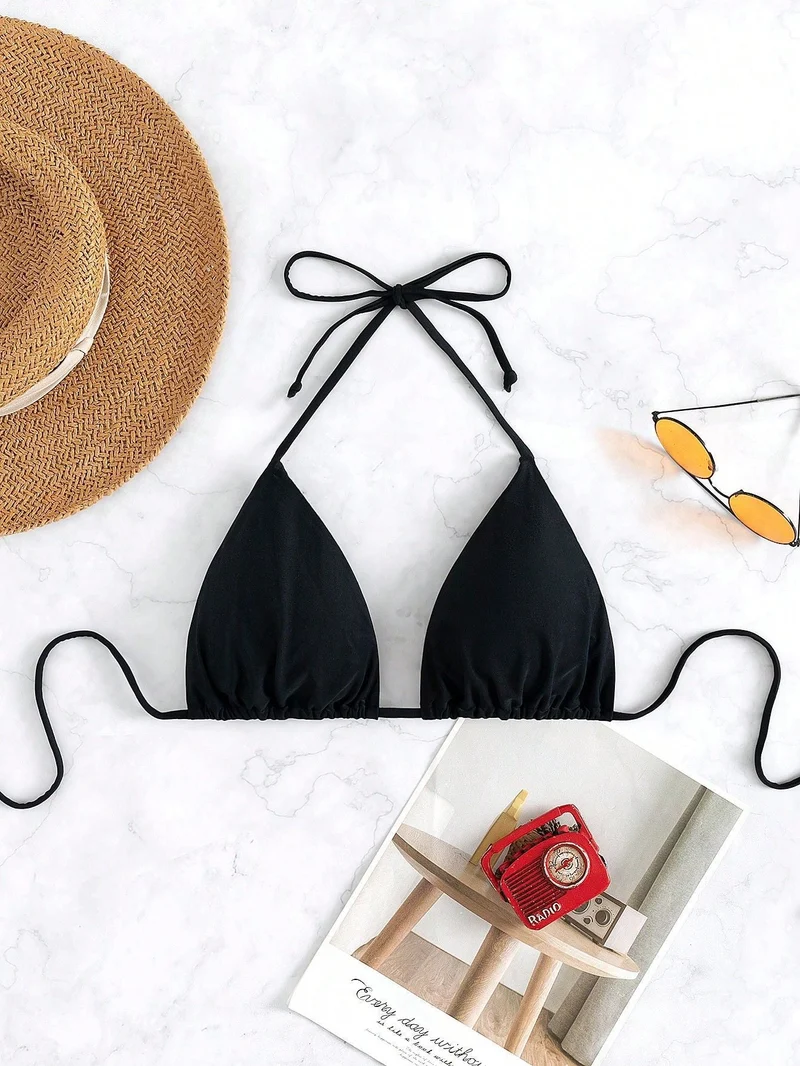 Damen Triangel-Bikini mit verstellbaren Bändern und elastischem Taillenbund