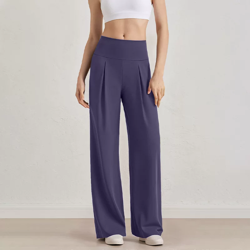 Damen Komfort-Faltenhose mit hohem Bund.