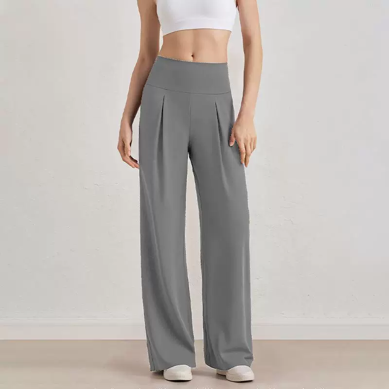 Damen Komfort-Faltenhose mit hohem Bund.