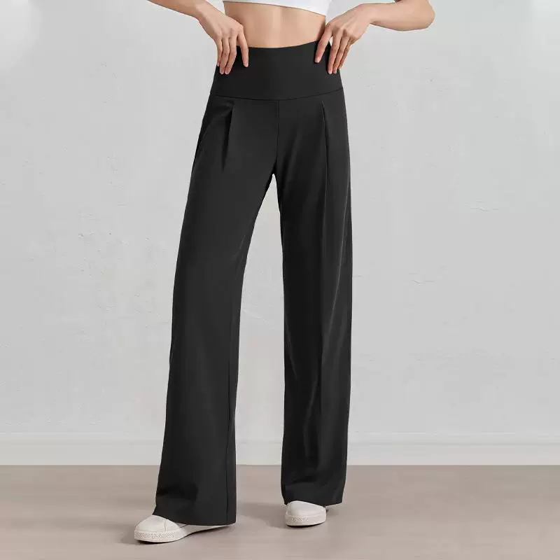 Damen Komfort-Faltenhose mit hohem Bund.