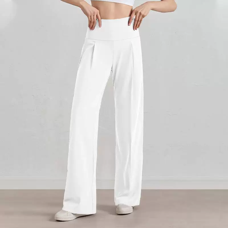 Damen Komfort-Faltenhose mit hohem Bund.