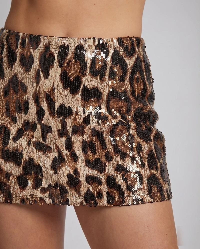 Damen Minirock mit animalischem Paillettenmuster