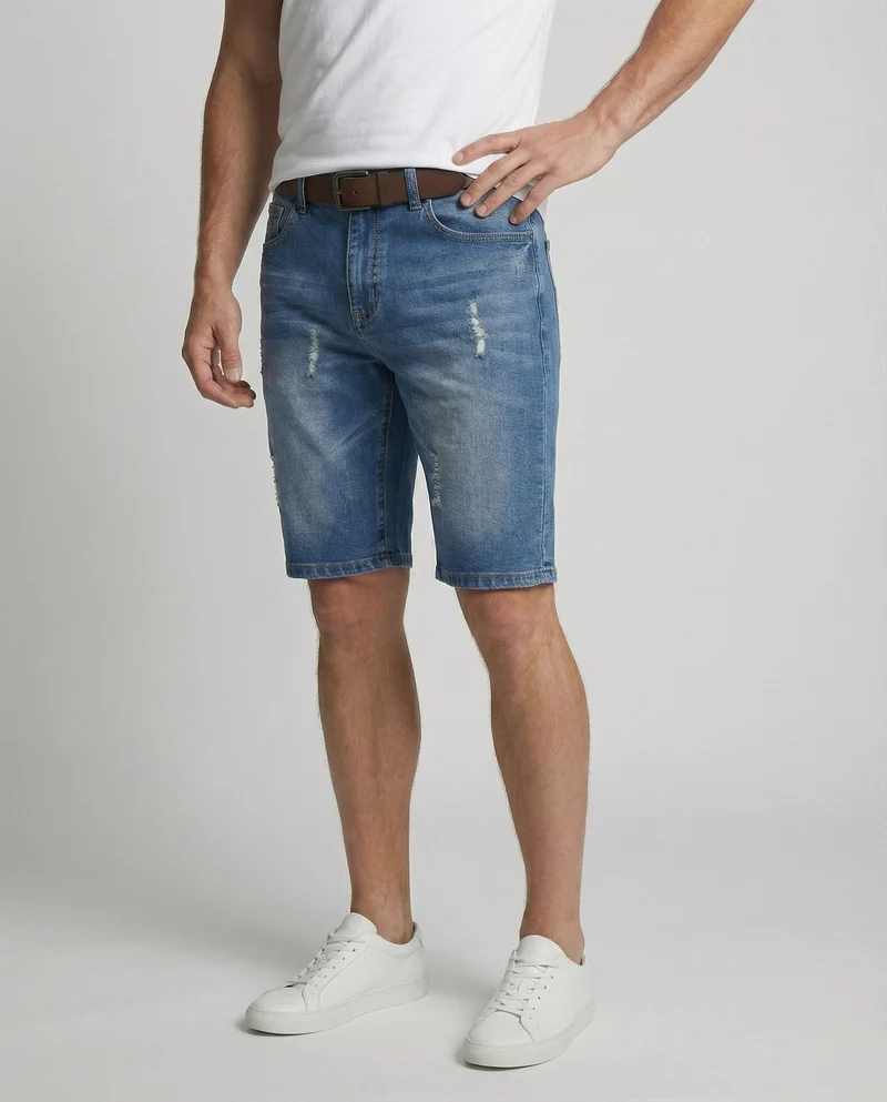 Herren Jeans-Bermuda Lässig Used Fransen