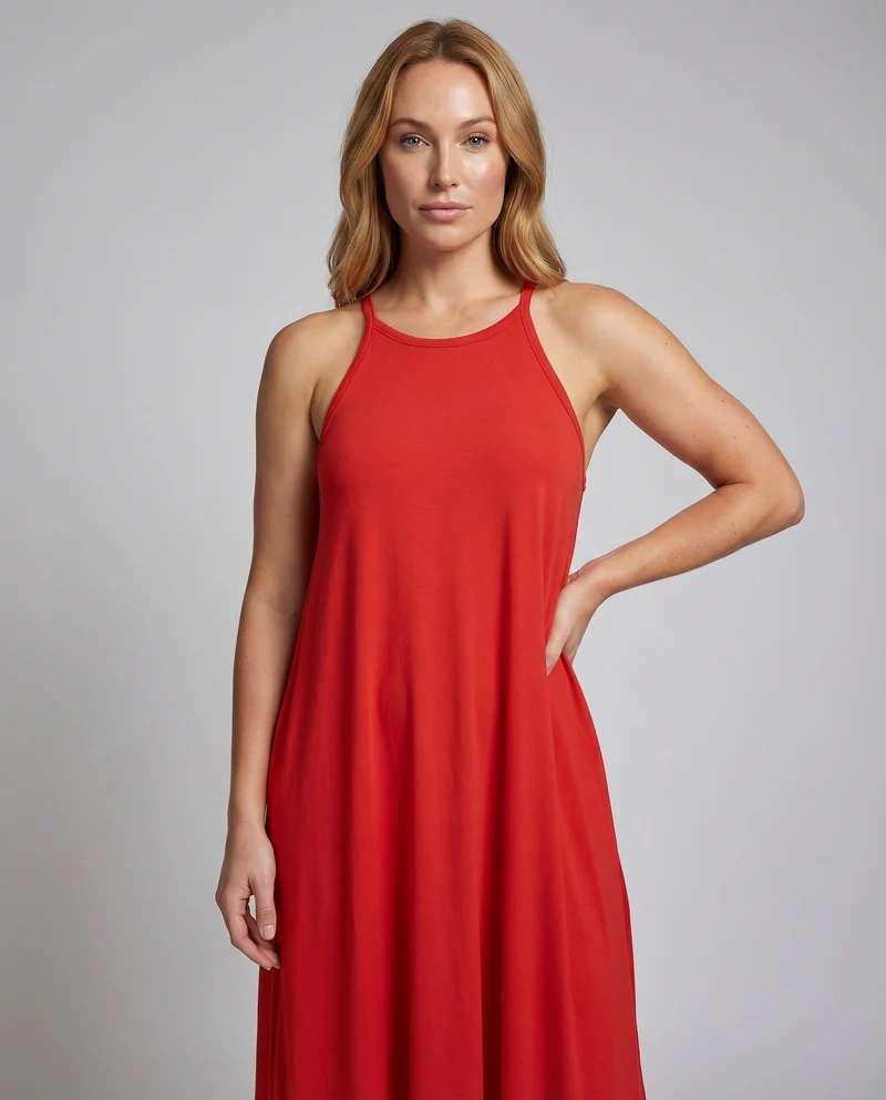 Damen Neckholder-Maxikleid A-Linie Fließend