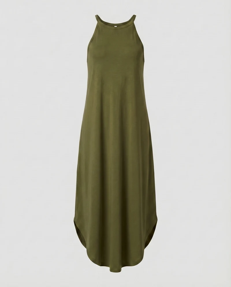 Damen Neckholder-Maxikleid A-Linie Fließend