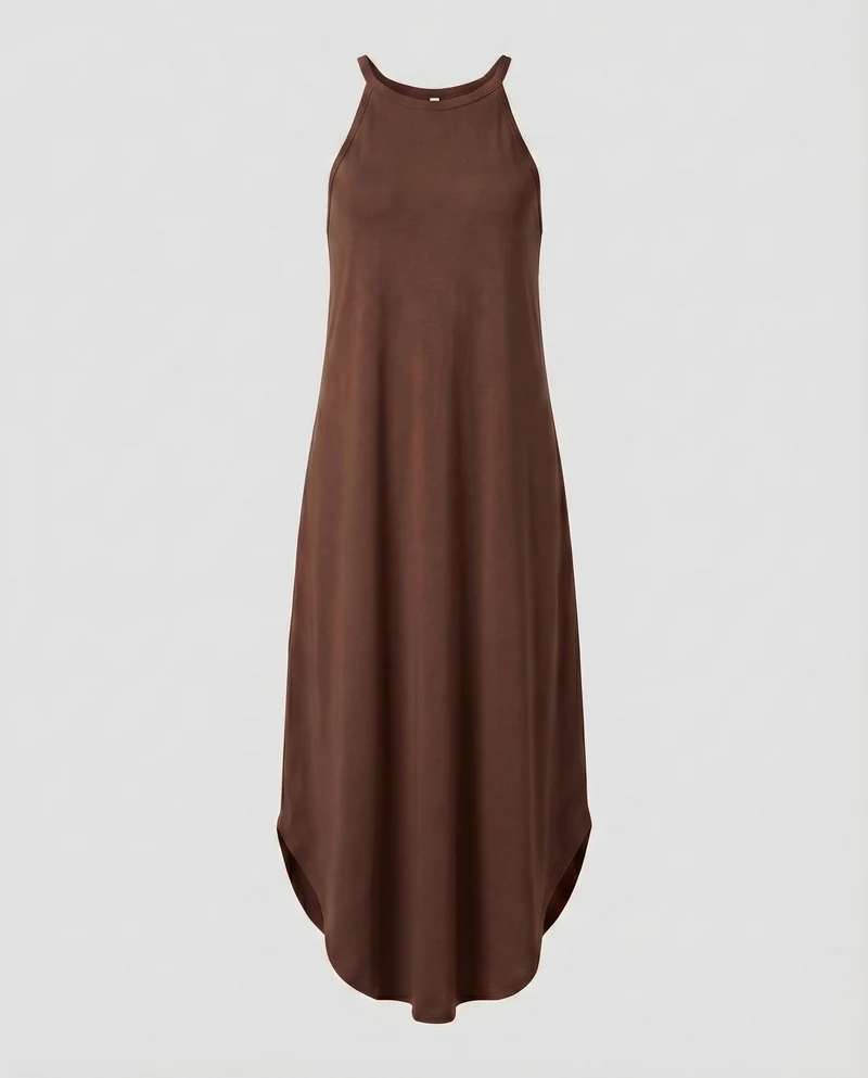 Damen Neckholder-Maxikleid A-Linie Fließend