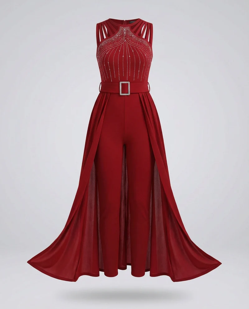 Damen Jumpsuit elegant Hochzeit mit Chiffon