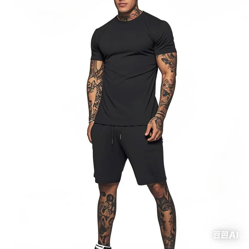 Herren Sportliches Kurzarm- und Shorts-Set mit kontrastierenden Details