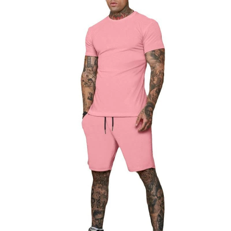 Herren Sportliches Kurzarm- und Shorts-Set mit kontrastierenden Details