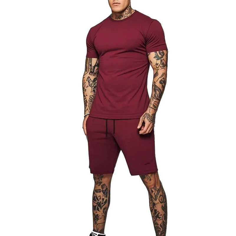Herren Sportliches Kurzarm- und Shorts-Set mit kontrastierenden Details