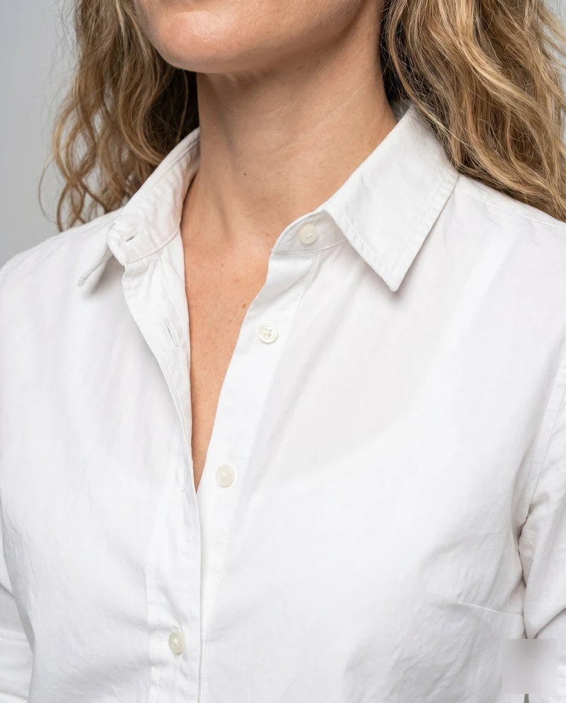 Damen Klassische Baumwollbluse mit modischem Stehkragen und lässigem Schnitt