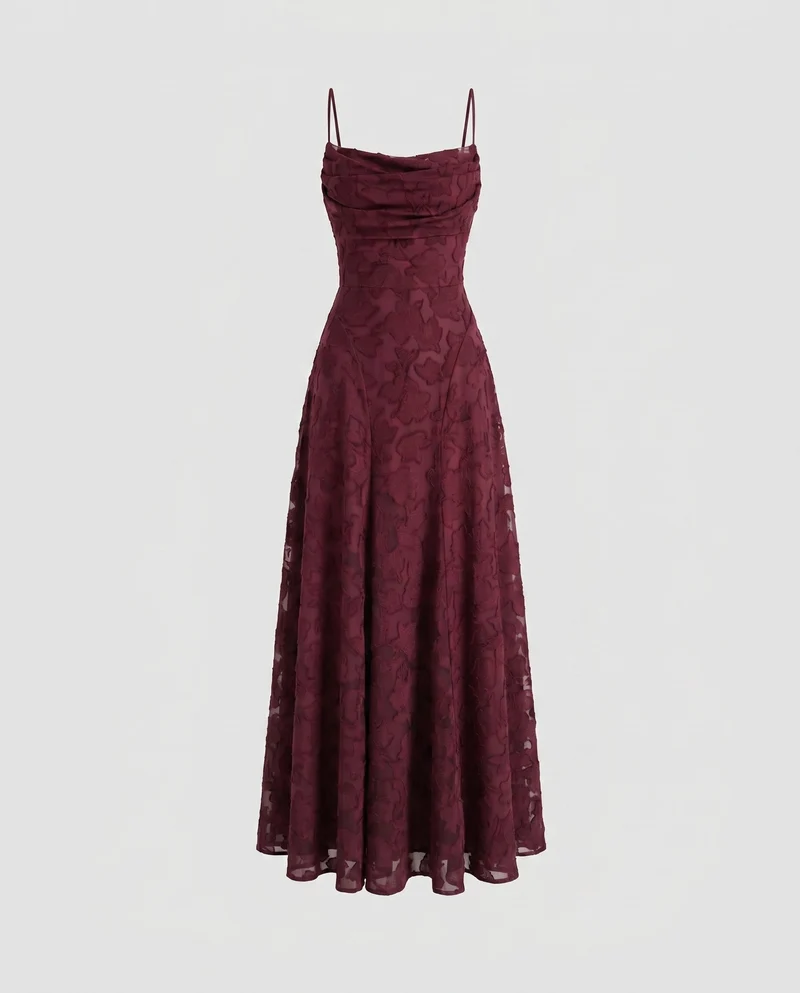 Damen Elegantes Maxikleid mit hochgeschlossenem Bustier und floralem Muster