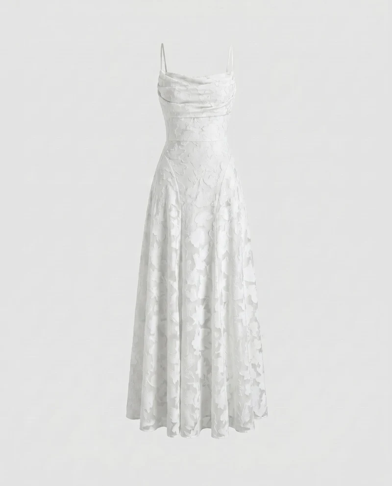 Damen Elegantes Maxikleid mit hochgeschlossenem Bustier und floralem Muster