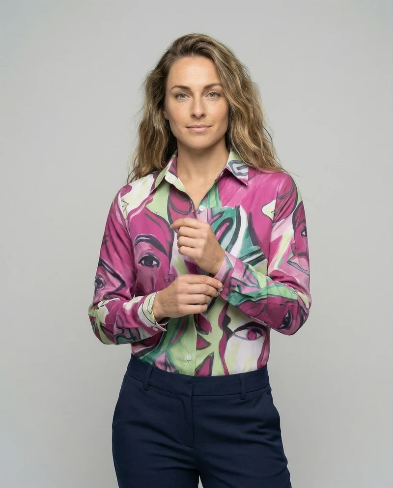 Damen Abstraktes Allovermuster Oversize-Tunika