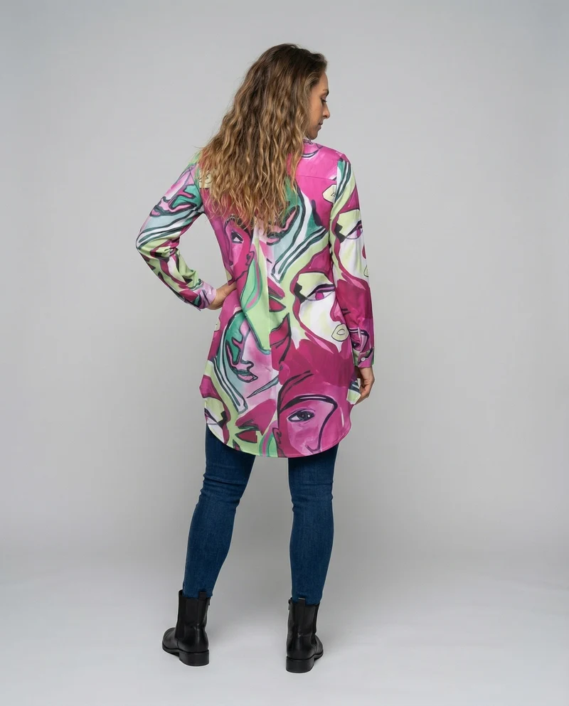Damen Abstraktes Allovermuster Oversize-Tunika
