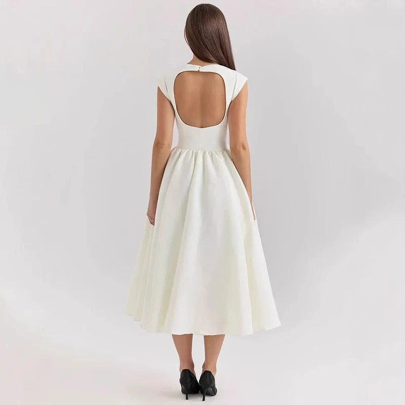 Damen Elegantes A-Linien Cocktailkleid mit Wasserfallausschnitt