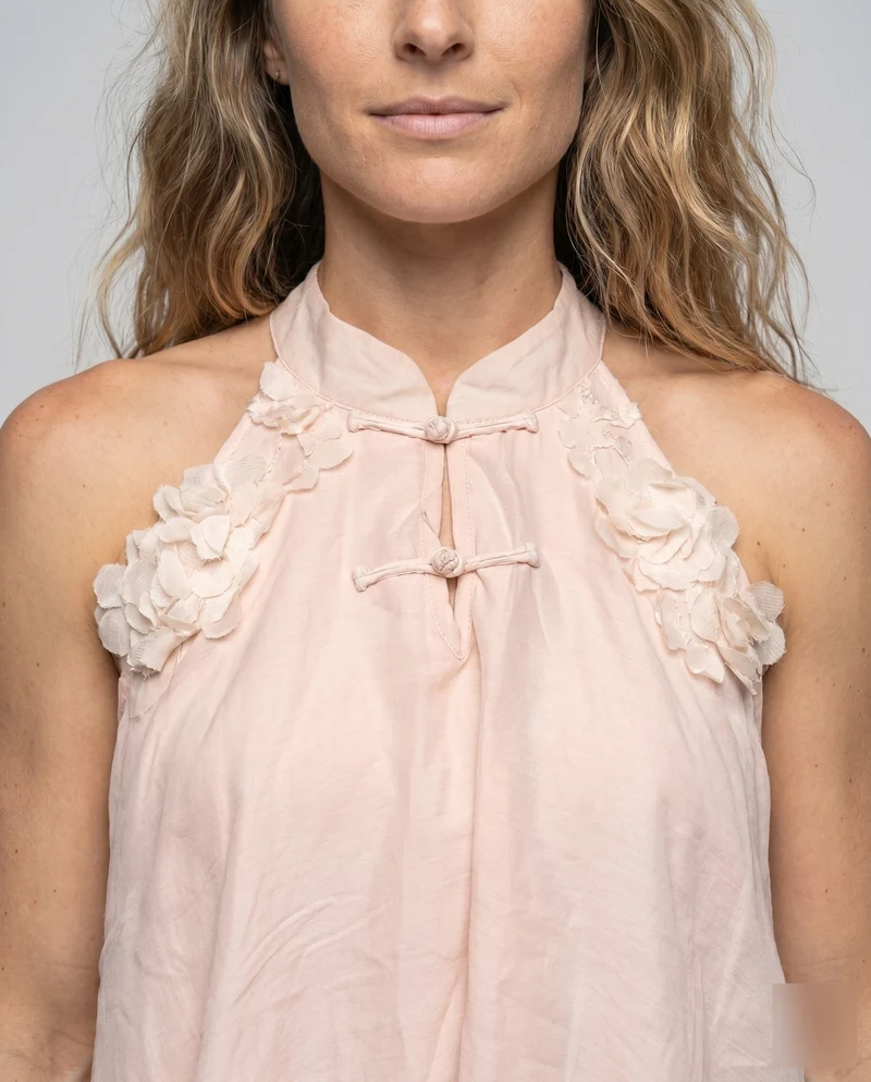 Damen luftiges Chiffonkleid mit Rüschendetails und verspieltem Schnitt