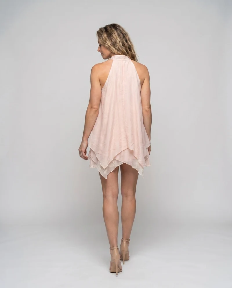 Damen luftiges Chiffonkleid mit Rüschendetails und verspieltem Schnitt