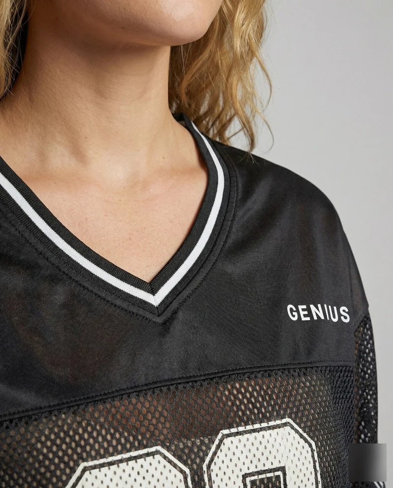 Damen Sportliche Mesh-Einsätze MischgewNord Taschene Trikot-Cropped-Top