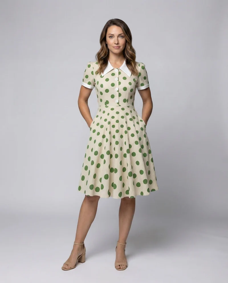 Damen Vintage Tellerkleid